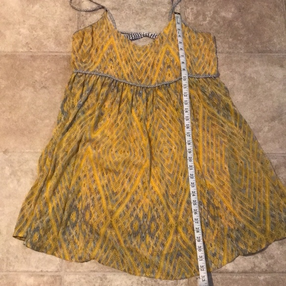 Free People Mustard Periscopes in the Sky Babydoll  Mini Dress Size L - Picture 7 of 7